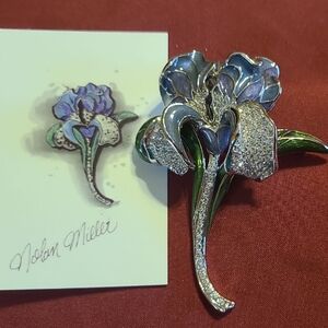 Nolan Miller Silver and Blue Iris Brooch
